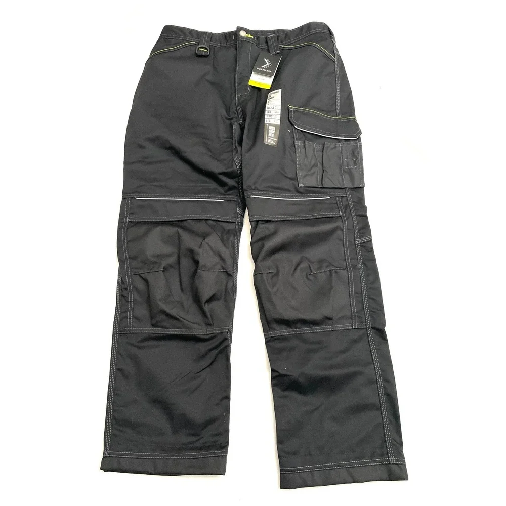 NEW Portwest PW3 Work Trouser Mens 36 Black T601 Cargo Utility Drop Hem Pants